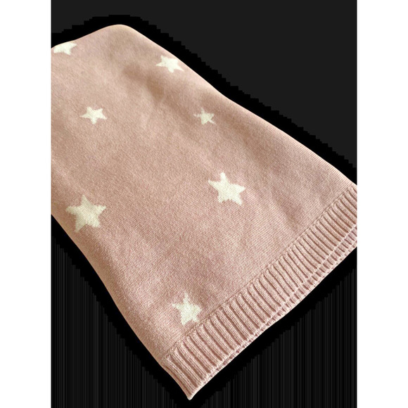 Mamas & Papas Baby Blanket Pale Pink Ivory White Star Soft Knit Nursery Girls - Picture 8 of 14
